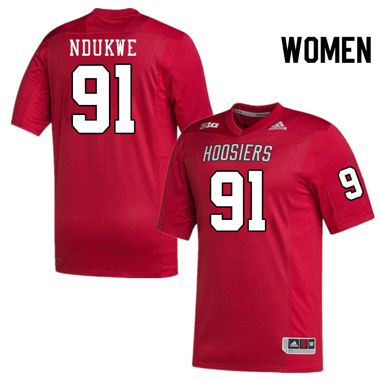 Women #91 Daniel Ndukwe Indiana Hoosiers College Football Jerseys Stitched-Crimson